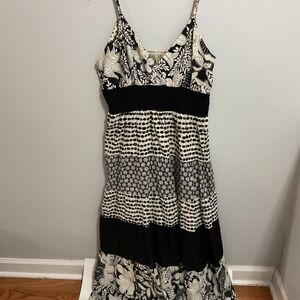 Boho Revival Floral Print Tiered Maxi Dress, Size Large